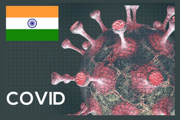 Covid Pandemie Covid 2022 Restart Covid Indii 2022 Vlajka Indie — Stock fotografie