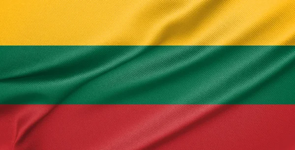 National Flag Lithuania Lithuania Flag Fabric Flag Lithuania Work Image — Stock Photo, Image