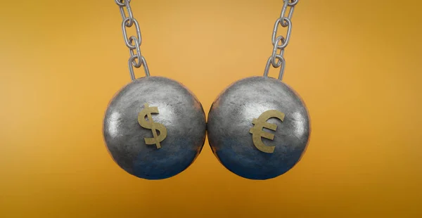 Comparison Euro Dollar Exchange Rates Gold Euro Dollar Symbols Metal — Stockfoto