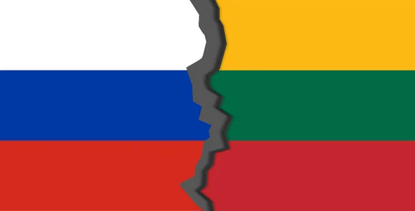 Flags Russia Lithuania Russia Lithuania World War Crisis Concept — Photo