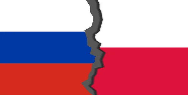 Прапори Росії Польщі Росія Проти Польщі Концепції Світової Війни — стокове фото