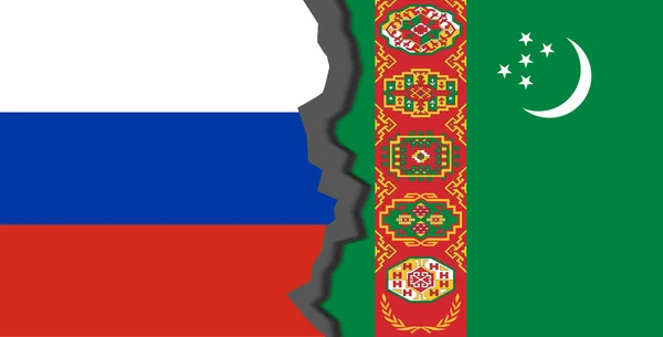Flags Russia Turkmenistan Russia Turkmenistan World War Crisis Concept — Φωτογραφία Αρχείου