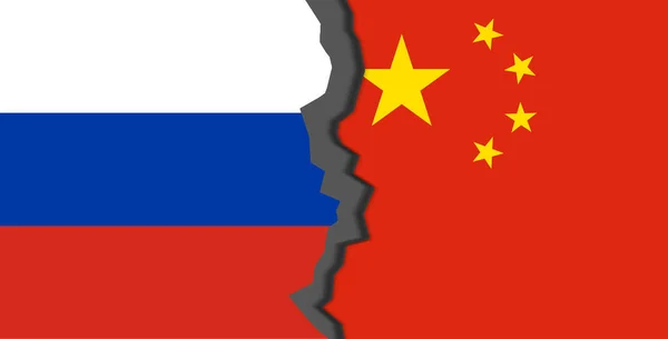 Flags Russia China Russia China World War Crisis Concept — Photo