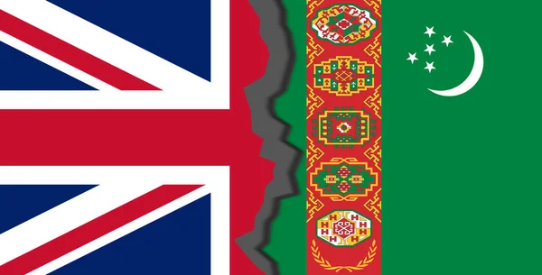 Flags United Kingdom Turkmenistan United Kingdom Turkmenistan World War Crisis — 图库照片