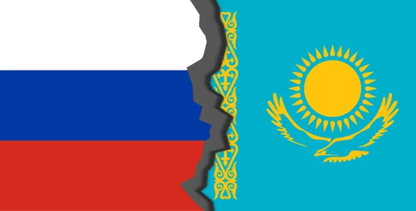 Drapeaux Russie Kazakhstan Russie Kazakhstan Dans Concept Crise Guerre Mondiale — Photo