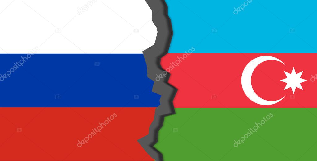 Flags of Russia and azerbaijan, Russia vs azerbaijan in world war crisis concept