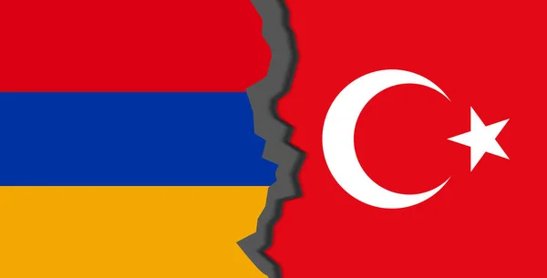 Drapeaux Arménie Turquie Arménie Turquie Dans Concept Crise Guerre Mondiale — Photo