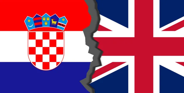 Flaggen Von Kroatien Und Vereinigtes Königreich Kroatien Vereinigtes Königreich Weltkriegskrisenkonzept — Stockfoto
