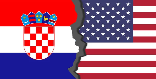 Прапори Хорватії Сша Хорватія Проти Сша Концепції Світової Війни — стокове фото