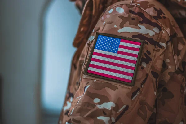 Usa Soldier Soldier Flag Usa Usa Flag Military Uniform Camouflage — ストック写真