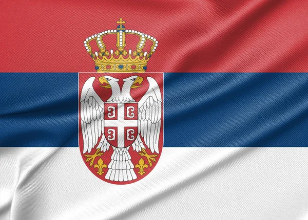 National Flag Serbia Serbia Flag Fabric Flag Serbia Work Image — 스톡 사진