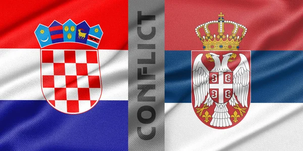 Conflict Croatia Serbia War Croatia Serbia Fabric National Flag Croatia — ストック写真