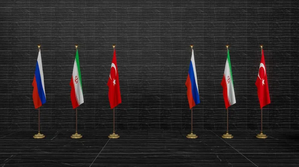 Russia Iran Turkey Summit Russia Flag Iran Flag Turkey Flag — Photo