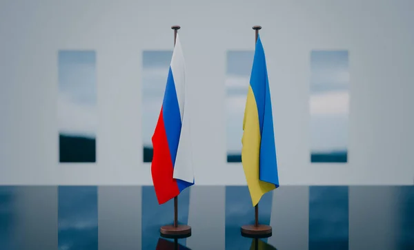 Russia Ukraine Flags Flag Russia Flag Ukraine War Russia Ukraine — 스톡 사진