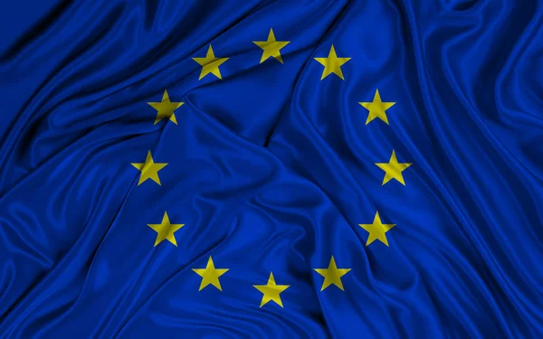 National flag Europe, European Union flag, fabric flag EU, 3D work and 3D image