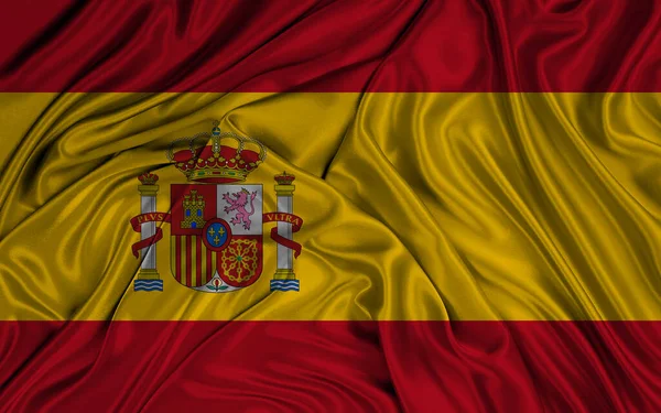National Flag Spain Spain Flag Fabric Flag Spain Work Image — Foto de Stock