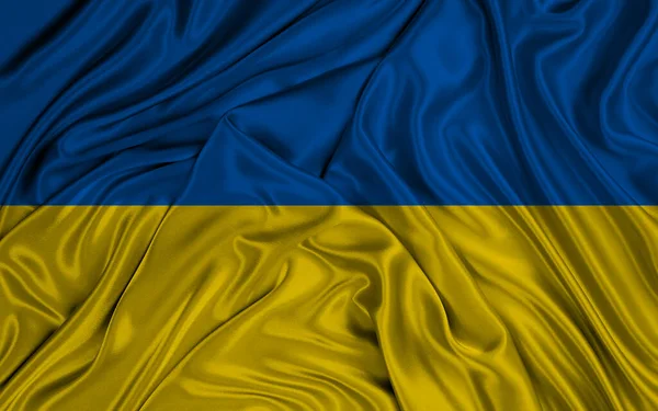 National Flag Ukraine Ukraine Flag Fabric Flag Ukraine Work Image — стоковое фото