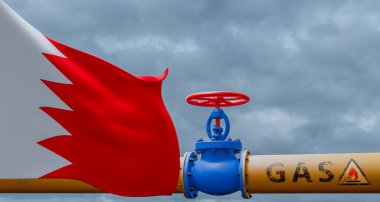 Bahreyn gazı, ana gaz boru hattındaki valf Bahreyn, Bahreyn bayraklı boru hattı, Bahreyn 'den gelen gaz boruları, 3D iş ve 3D görüntü