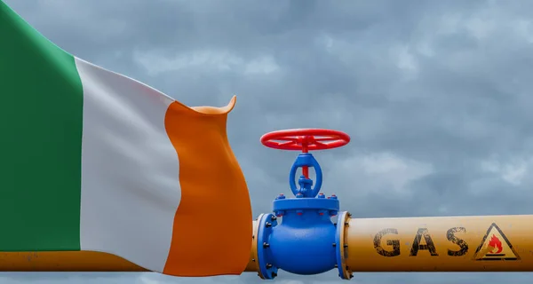 Irlandzki Gaz Zawór Głównym Gazociągu Irlandia Rurociąg Banderą Irlandia Rurociągi — Zdjęcie stockowe