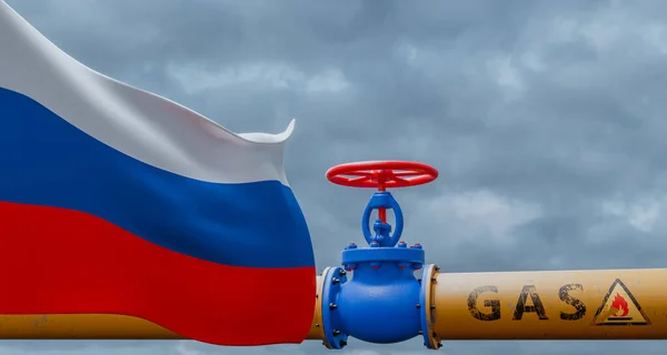 Russia Gas Valve Main Gas Pipeline Russia Pipeline Flag Russia — стокове фото