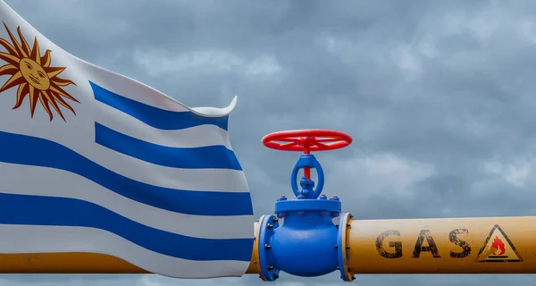 Uruguay Gas Valve Main Gas Pipeline Uruguay Pipeline Flag Uruguay — Φωτογραφία Αρχείου