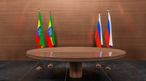 Ethiopia Russia Flags Ethiopia Russia Ethiopia Russia Concept Summit Work — 图库照片