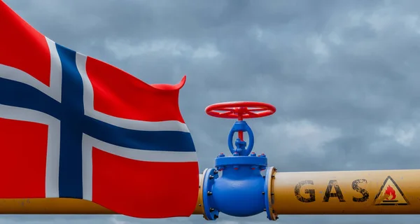 Norway Gas Valve Main Gas Pipeline Norway Pipeline Flag Norway — Photo