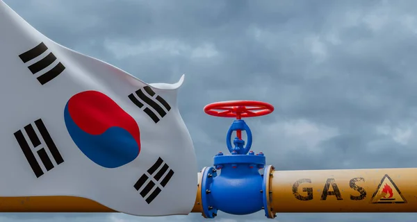 South Korea Gas Valve Main Gas Pipeline South Korea Pipeline — стокове фото