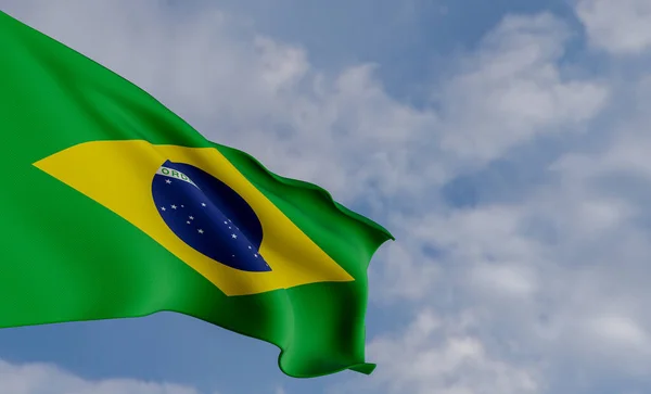 National Flag Brazil Brazil Flag Fabric Flag Brazil Blue Sky — Stockfoto