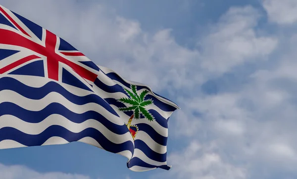 National flag British Indian Ocean Territory, British Indian Ocean Territory flag, fabric flag British Indian Ocean Territory, blue sky background with British Indian Ocean Territory flag, 3D