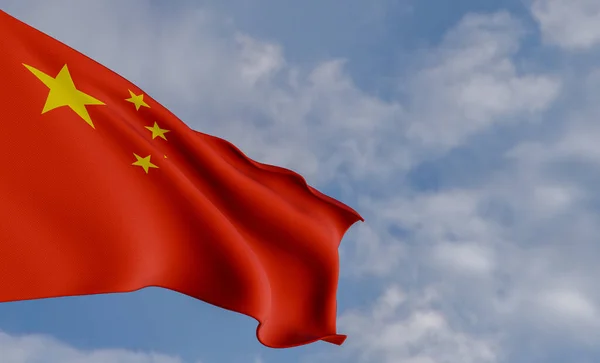 National Flag China China Flag Fabric Flag China Blue Sky — Φωτογραφία Αρχείου