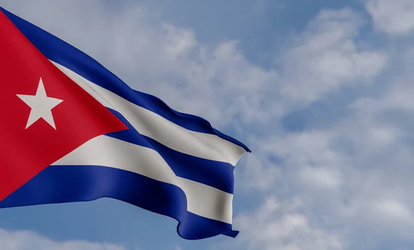 National flag Cuba, Cuba flag, fabric flag Cuba, blue sky background with Cuba flag, 3D work and 3D image