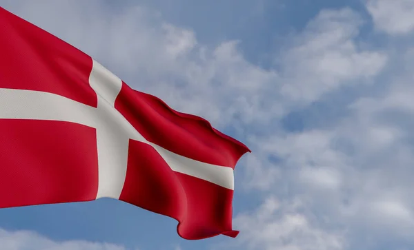 National Flag Denmark Denmark Flag Fabric Flag Denmark Blue Sky — Foto Stock