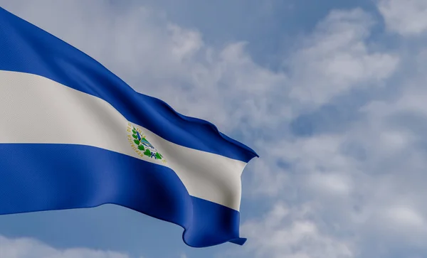 National Flag Salvador Salvador Flag Fabric Flag Salvador Blue Sky — 스톡 사진