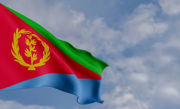 National Flag Eritrea Eritrea Flag Fabric Flag Eritrea Blue Sky — Stock fotografie