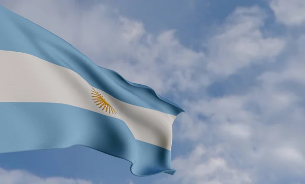 National Flag Argentina Argentina Flag Fabric Flag Argentina Blue Sky — Stock Photo, Image