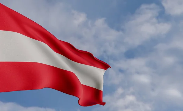 National flag Austria, Austria flag, fabric flag Austria, blue sky background with Austria flag, 3D work and 3D image