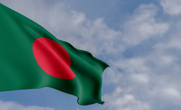 National Flag Bangladesh Bangladesh Flag Fabric Flag Bangladesh Blue Sky — Stok fotoğraf