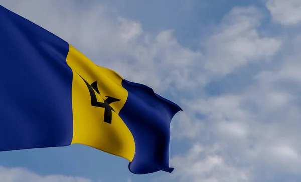 National Flag Barbados Barbados Flag Fabric Flag Barbados Blue Sky — Stock fotografie