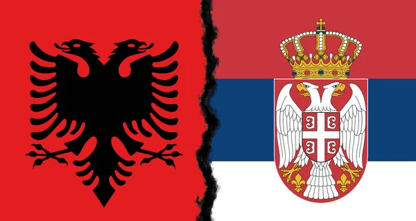 Flags Albania Serbia Albania Serbia World War Crisis Concept — ストック写真