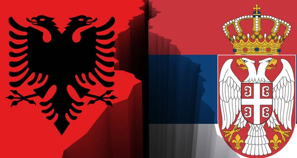 Flags Albania Serbia Albania Serbia World War Crisis Concept — 스톡 사진