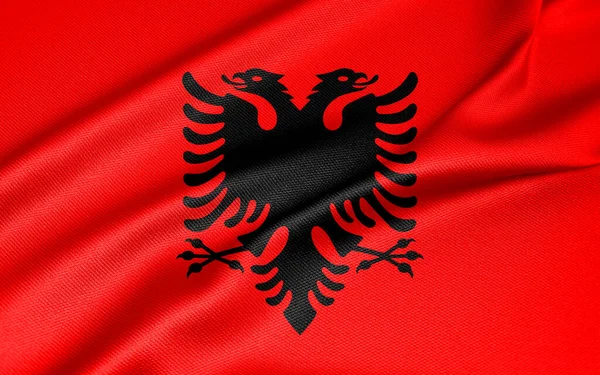 National Flag Albania Albania Flag Fabric Flag Albania Work Image — стокове фото