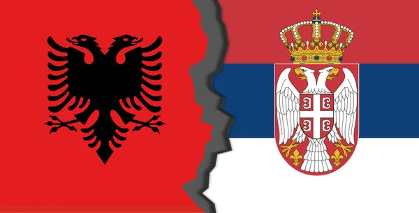 Flags Albania Serbia Albania Serbia World War Crisis Concept — Fotografia de Stock