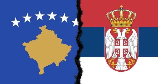 Flags Kosovo Serbia Kosovo Serbia World War Crisis Concept — стоковое фото