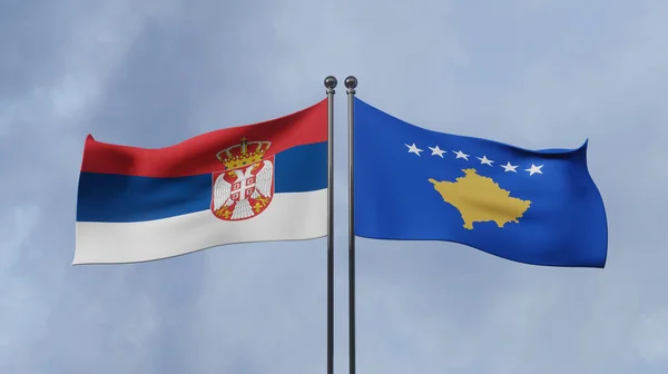 Serbia Kosovo Flags Serbia Kosovo Serbia Kosovo World War Crisis — 스톡 사진