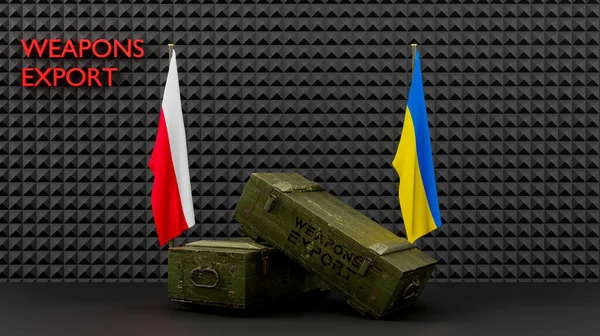 Delivery Weapons Poland Ukraine Package Military Aid Flags Ukraine Poland — ストック写真
