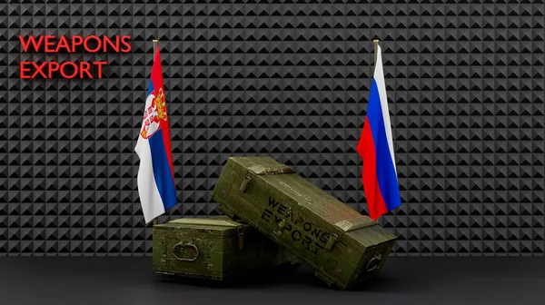 Delivery Weapons Russia Serbia Package Military Aid Flags Russia Serbia — Photo