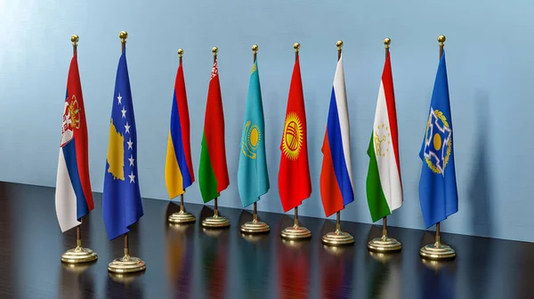 Flags Countries Csto Collective Security Treaty Organization Countries War Serbia — Stockfoto