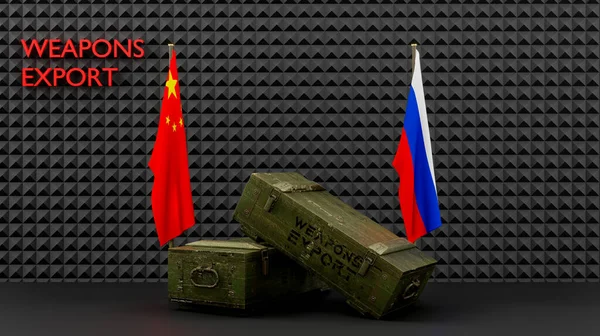Delivery Weapons Russia China Package Military Aid Flags China Russia — Photo
