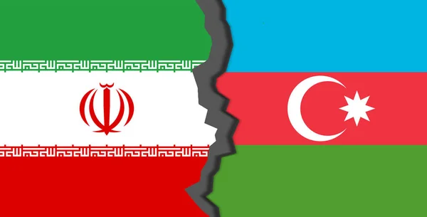 Concept Conflict Iran Azerbaijan Painted Flags Wall Crack Work Image — Stock Fotó